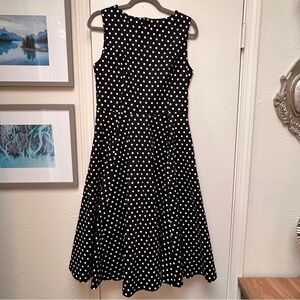 Simple Flavor Polka Dot Fit & Flare Midi Dress - Black & White - Retro Swing